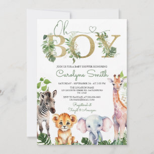 Boy Tropical Oerwoud Safari Dieren Baby shower Kaart