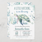 Boy Turtle Baby shower Kaart (Voorkant / Achterkant)