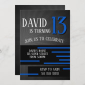 Boy Tween Teen Verjaardag Modern Eenvoudig Blauw Kaart (Voorkant / Achterkant)