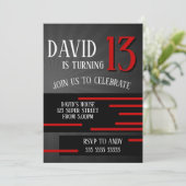 Boy Tween Teen Verjaardag Modern Eenvoudig Rood Kaart (Staand voorkant)