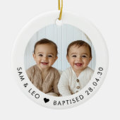 Boy Twins Baptism Photo Keepsake Keramisch Ornament (Voorkant)