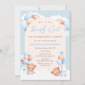 Boy Twins Teddy Bear Baby shower Invitation (Devant)