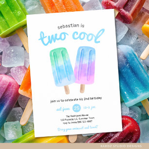 Boy Two Cool Popsicle Zomerfeest Verjaardag Kaart