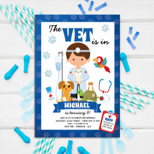 Boy Vet Birthday Party Invitation Kaart