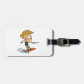 Boy Wakeboarding Fun Zomer Watersport Bagagelabel (Voorkant horizontaal)