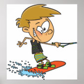 Boy Wakeboarding Fun Zomer Watersport Poster (Voorkant)