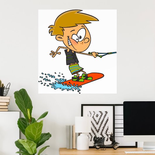 Boy Wakeboarding Fun Zomer Watersport Poster