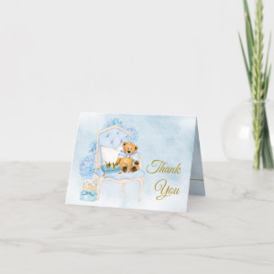 Boy Watercolor Baby shower Merci Cartes