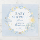 Boy Waterverf Rainbow Baby shower Sparkling Wijnetiket (Enkel label)