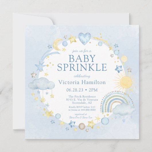 Boy Waterverf Rainbow Baby Sprinkle Kaart (Voorkant)