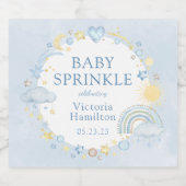 Boy Waterverf Rainbow Baby Sprinkle Sparkling Wijnetiket (Enkel label)
