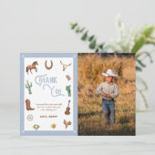 Boy Western First Birthday Rodeo Carte de remercie (Debout devant)