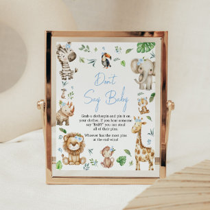 Boy Wild One Safari Baby shower zeg niet Baby Poster