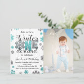Boy Winter ONE derland Anniversaire Invitation Pho (Debout devant)