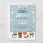 Boy Winter Onederland 1er anniversaire Invitation (Devant)