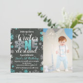 Boy Winter Onederland Anniversaire Invitation Phot (Debout devant)