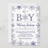 Boy Winter Snowflake Baby shower Uitnodiging (Voorkant)