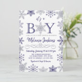 Boy Winter Snowflake Baby shower Uitnodiging (Staand voorkant)