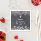 Boy Winter String Lights Snowflakes Chalk Baptism Servet (Insitu)