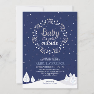 Boy Winter Wonderland Baby shower, marine & Silver Kaart