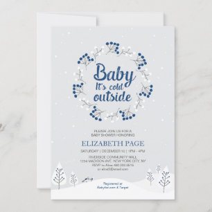 Boy Winter Wonderland Baby shower, Navy Blue Kaart