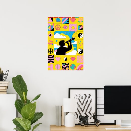 Boy With Telescope Pop Art Poster (Thuiskantoor)