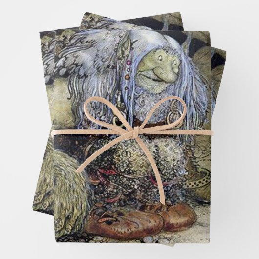 "Boy with Troll" van John Bauer Inpakpapier Vel (In situ)