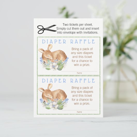 Boy Woodland Deer Luier Raffle Tickets Kaart (Staand voorkant)