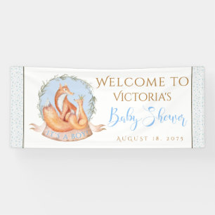 Boy Woodland Fox Herfst Winter Baby shower Banner