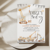 Boy Yellow Construction Dirty 3rd-y 3rd Verjaardag