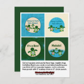 BOY Zee SCHILDPAD Baby shower Honu Cupcake Topper  Uitnodiging Briefkaart (Voorkant / Achterkant)