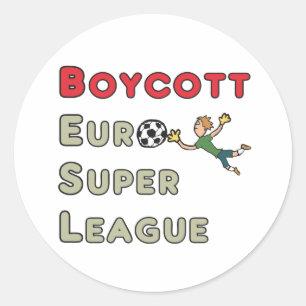Boycot Europese Super League Ronde Sticker