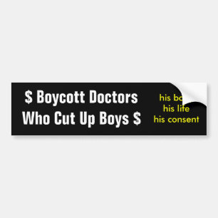 Boycottdocenten die jongens snijden bumpersticker