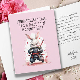 Boyfriend Bunny Pun Ninja Warrior Roze Valentijns Kaart