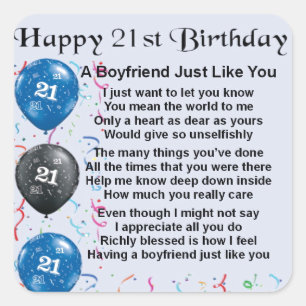 Boyfriend Poem - 21e verjaardag Vierkante Sticker