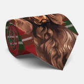 Boykin Spaniel Dog Deep Red Plaid Kerstmis Stropdas (Opgerold)