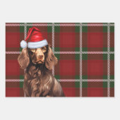 Boykin Spaniel Kersthond Deep Red Plaid Inpakpapier Vel (Voorkant 3)