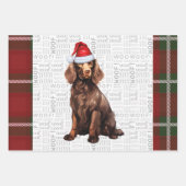 Boykin Spaniel Kersthond Deep Red Plaid Inpakpapier Vel (Voorkant)