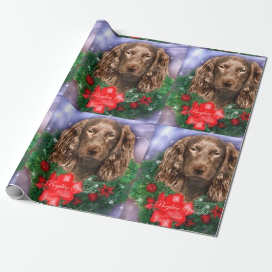 Boykin Spaniel Kerstkrans Cadeaupapier (Uitgerold)