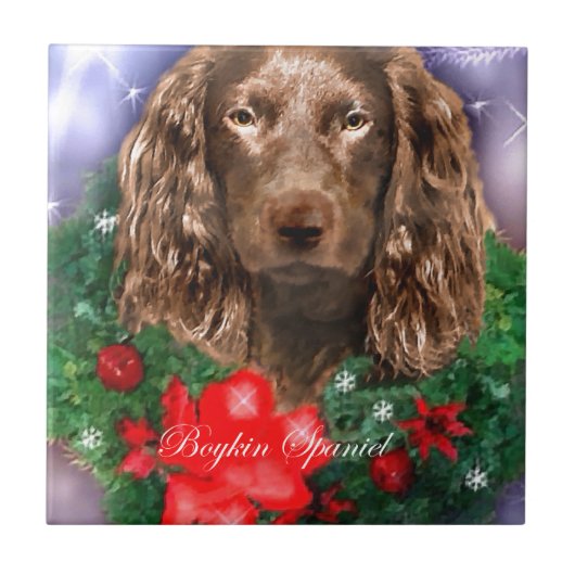 Boykin Spaniel Kerstmis Tegeltje (Voorkant)