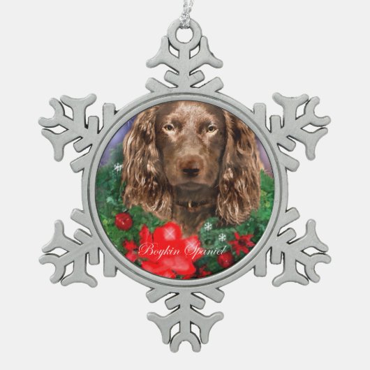 Boykin Spaniel Kerstmis Tin Sneeuwvlok Ornament (Voorkant)
