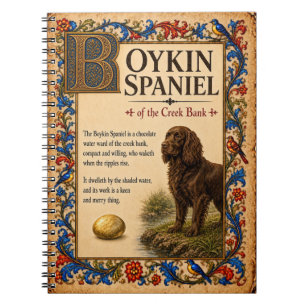 Boykin Spaniel, Middeleeuwse Bestiarium Kunst Notitieboek