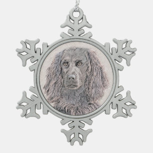Boykin Spaniel Schilderen - Kute Original Dog Art Tin Sneeuwvlok Ornament