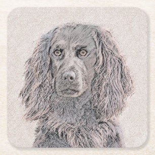 Boykin Spaniel Schilderen - Kute Original Dog Art Vierkante Kartonnen Onderzetter