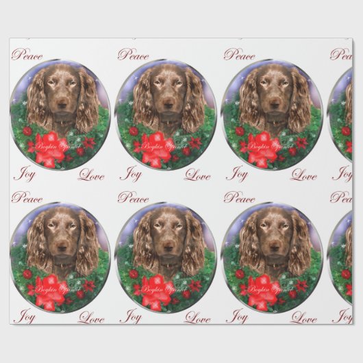 Boykin Spaniel Vrolijk Kerstfeest Cadeaupapier (Vlak)