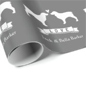 Boykin Spaniels Trouwpaar met aangepaste tekst Cadeaupapier (Rol Hoek)