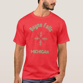 Boyne Herfsten Michigan Kerstski Groene Tekst T-shirt