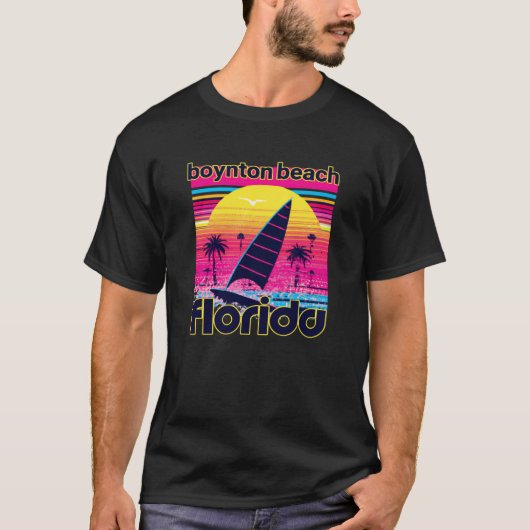 Boynton Beach Retro 80s Style Souvenir Beach T-shirt (Voorkant)
