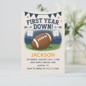 Boy's 1st Birthday First Year Down - Blue Theme Kaart (Staand voorkant)