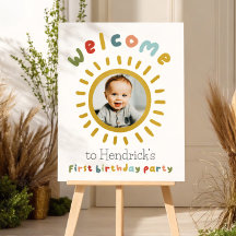 Boys 1st Trip Around Sun Birthday Welcome Sign
